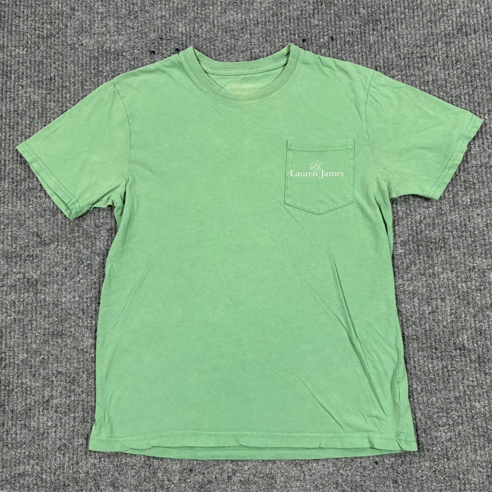 Lauren James Pocket T-Shirt Womens Size Small Green Short Sleeve Logo Tee